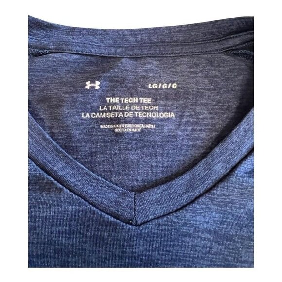 Under Armour Mens Tech Tee~Size Large~Navy Blue Athletic Sport Top EUC ~ L12 15 - Picture 5 of 9